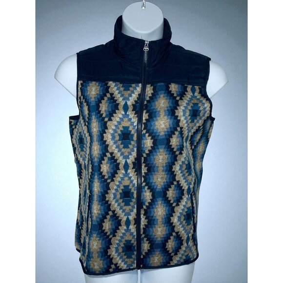 Great Northwest Indigo Womens Aztec Southwestern Pattern Full-Zip Vest Navy XL - Picture 3 of 9